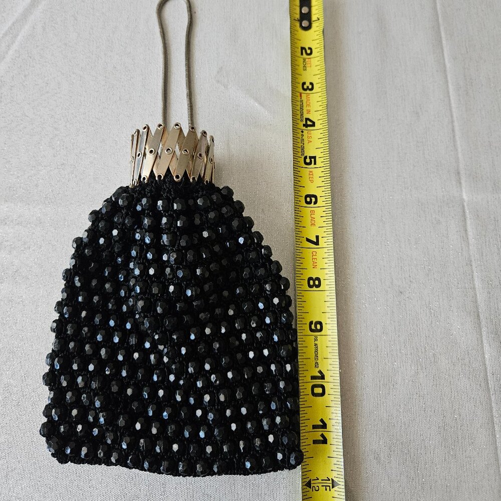 Vintage Black Beaded Purse - Picture 7 of 8